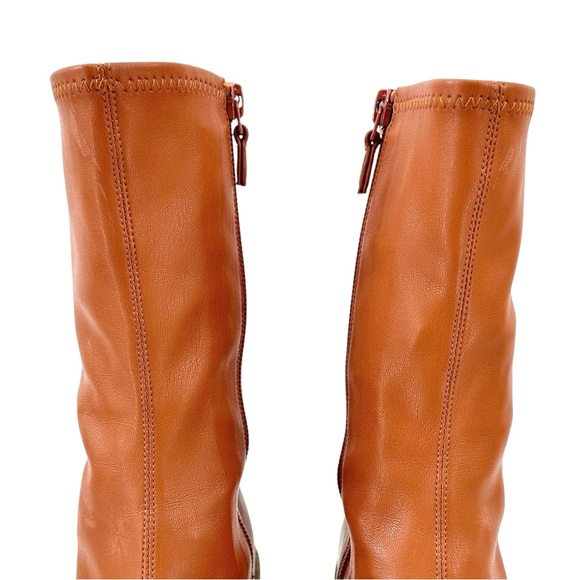 Stella McCartney Skyla Stretch Brown Vegan Leather Chunky Platform Ankle Boots - Picture 4 of 14